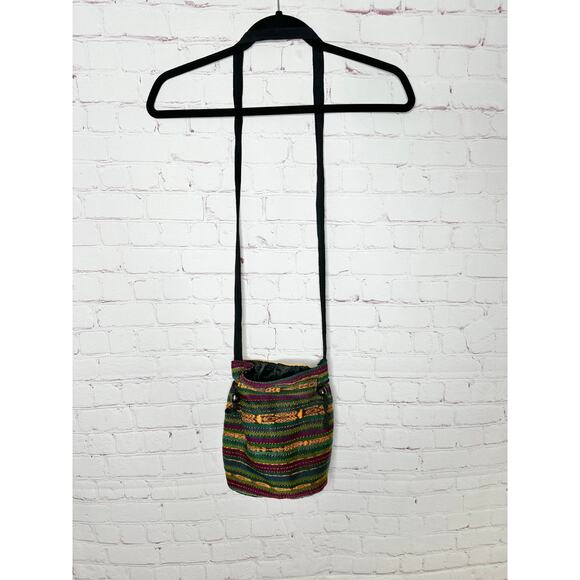 Embroidered Floral Indie Bag Earthy Hippie Boho Crossbody Bucket Purse - Picture 4 of 6